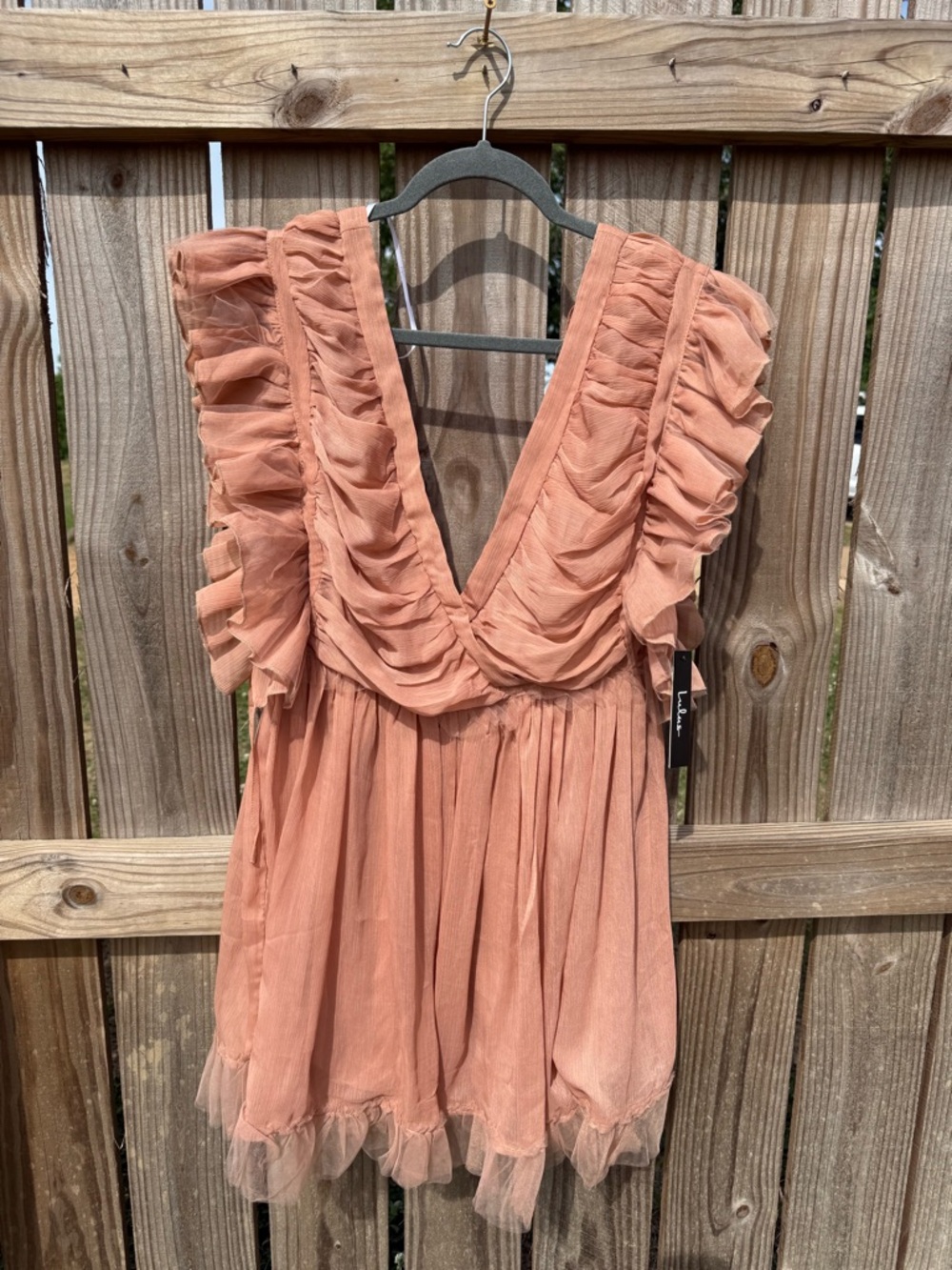 Lulu's Dusty Peach Ruffled Romper